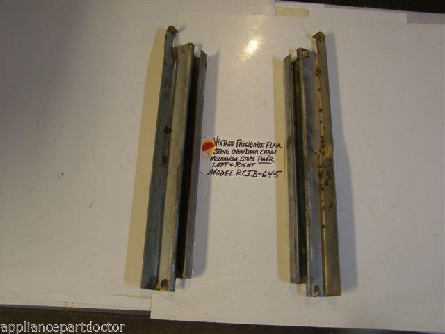Model RCIB-645 Vintage Frigidaire Flair Oven Door Hinge Chain Mechanism Stops Model RCIB-645 Vintage Frigidaire Flair Oven Door Hinge Chain Mechanism Stops
